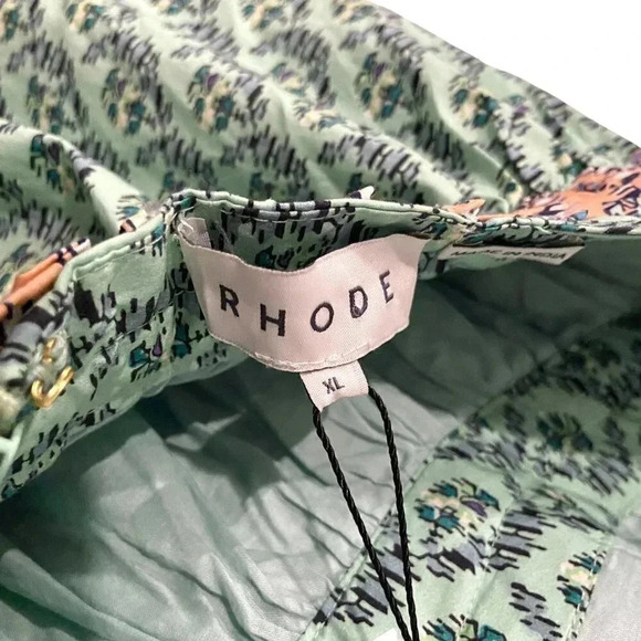 RHODE Salena Halter Dress Jawahar Garden-Print Mint Green Cotton-Poplin NWT, XL - Picture 10 of 12